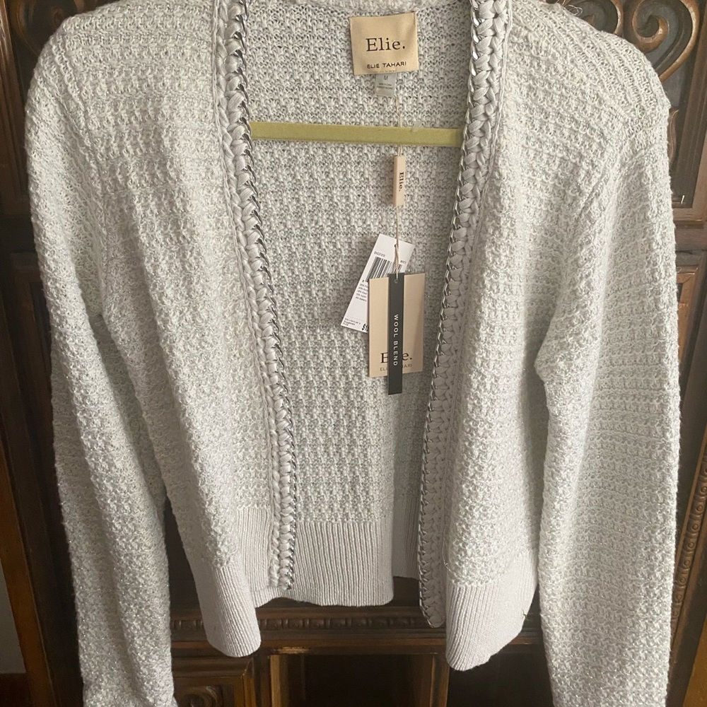 Elie Tahari Textured Cream Cardigan